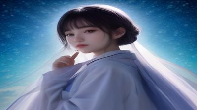 正念冥想女生自我安慰视频封面画面，平静湖面倒映天空，冥想引导专题视频封面图，蓝色调宁静氛围